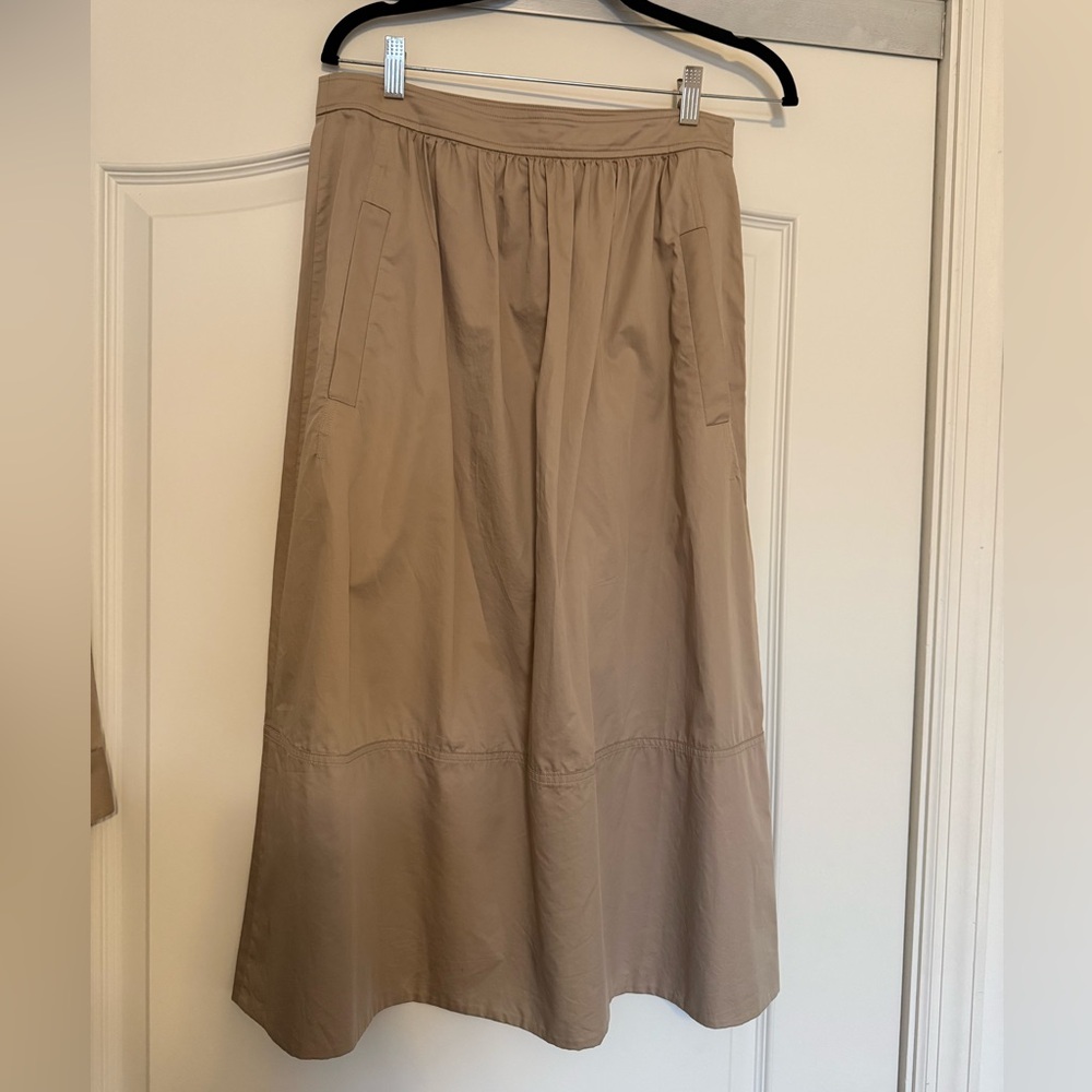 Tibi Poplin midi skirt in Latte